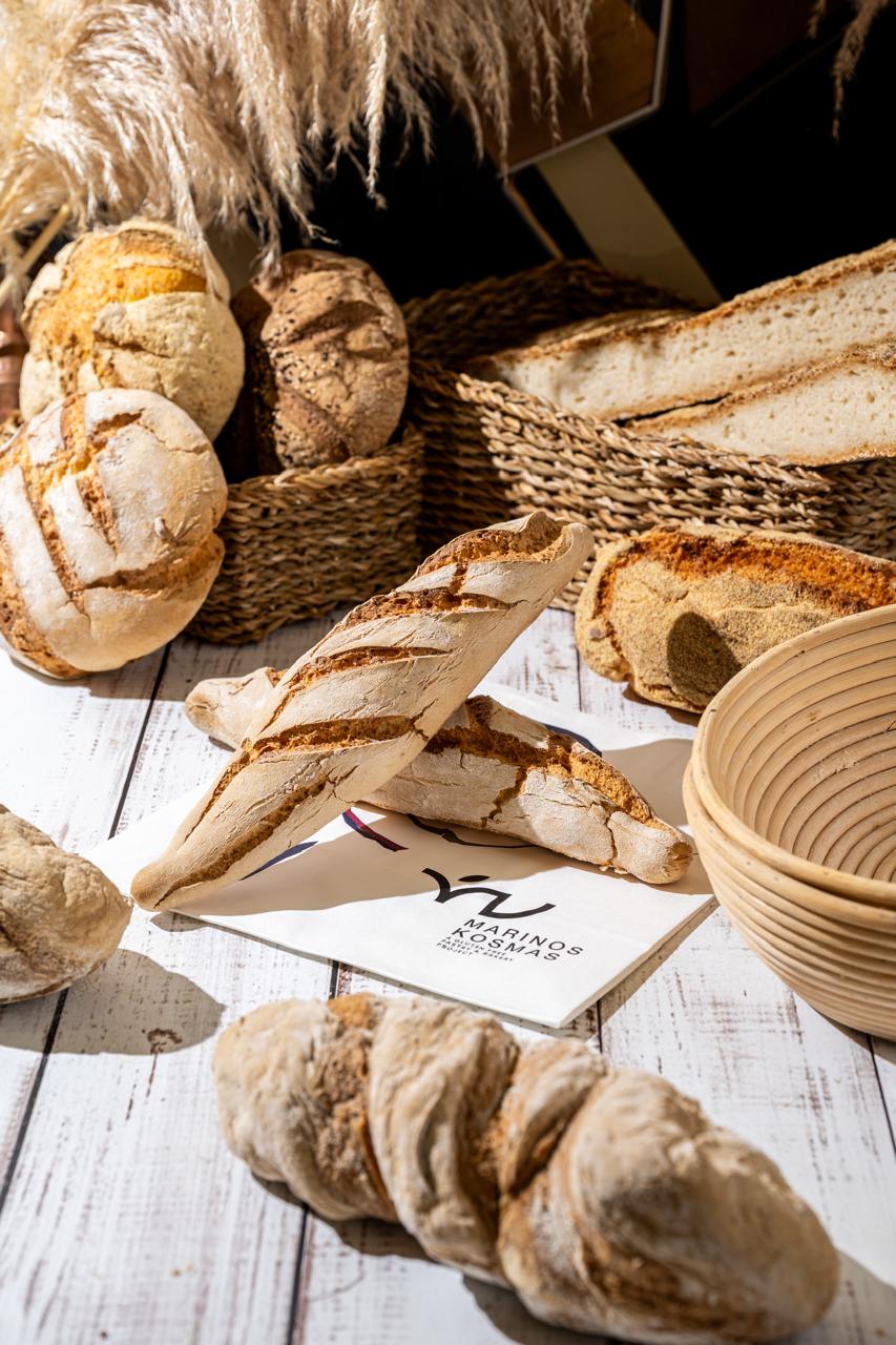 Rustic gluten-free breads on a wooden table