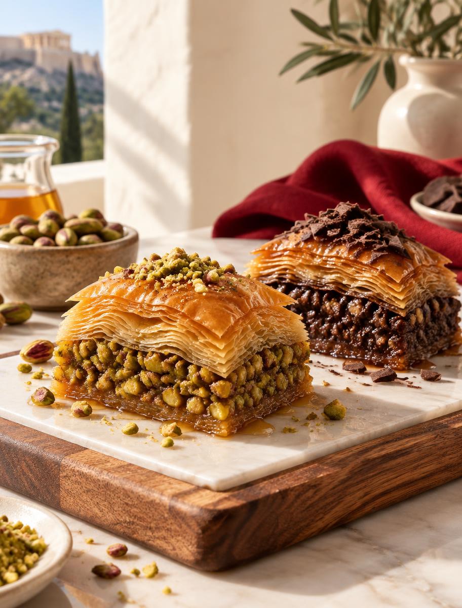 Gluten-free classic baklava with nuts and syrup